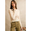 Floral Stretch Lace Layered Long Sleeve Knit Top - Ivory