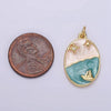 Boat Ocean Celestial Sparkly Enamel Oval Charm