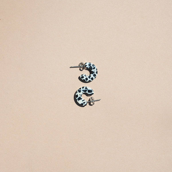 Mali Dalmation Speckled Hoop Earrings - Small