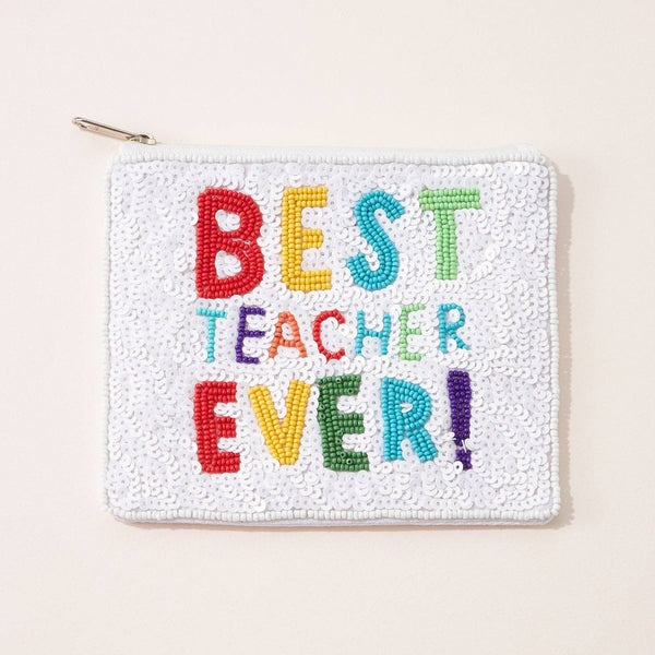 Best Teacher Ever Beaded Pouch