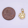 14K Gold Filled Mini Pet Pawprint Animal Minimalist Charm in Gold & Silver | AG652: Gold