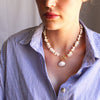 Coastal Shell Charm Necklace – White Coral Chips & Gold Accents - 16 inch