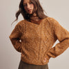 Marled Cable Knit Sweater -  Pumpkin