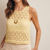 Sleeveless Crochet Knit Tank Top - Lemon
