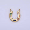 14K Gold Filled CZ Multicolor Dotted Lucky Horseshoe Charm | AC-819: Gold