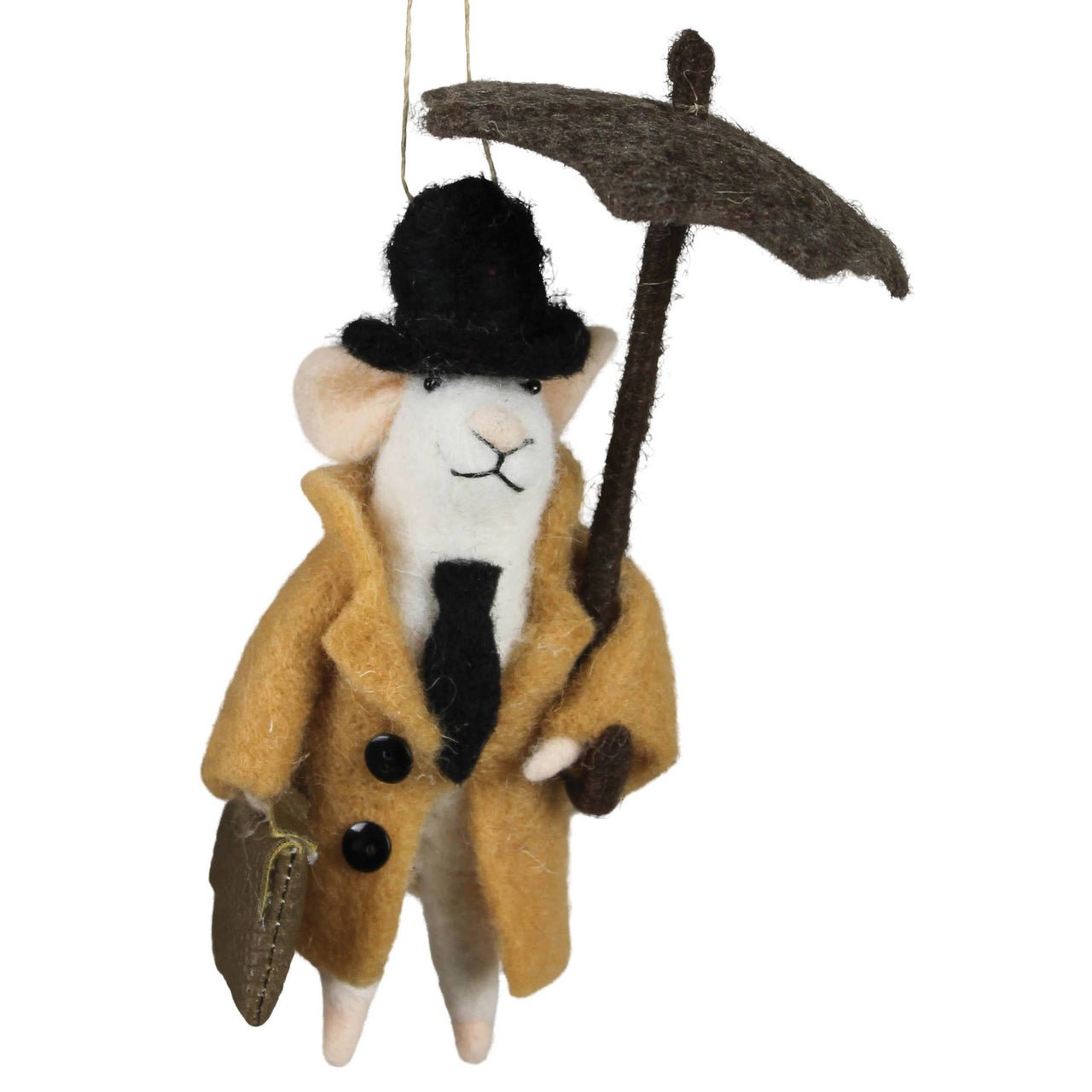 Mouse with Umbrella Felt Ornament