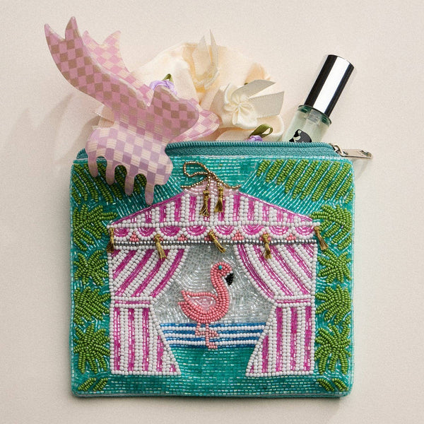 Tropical Flamingo Beaded Clutch