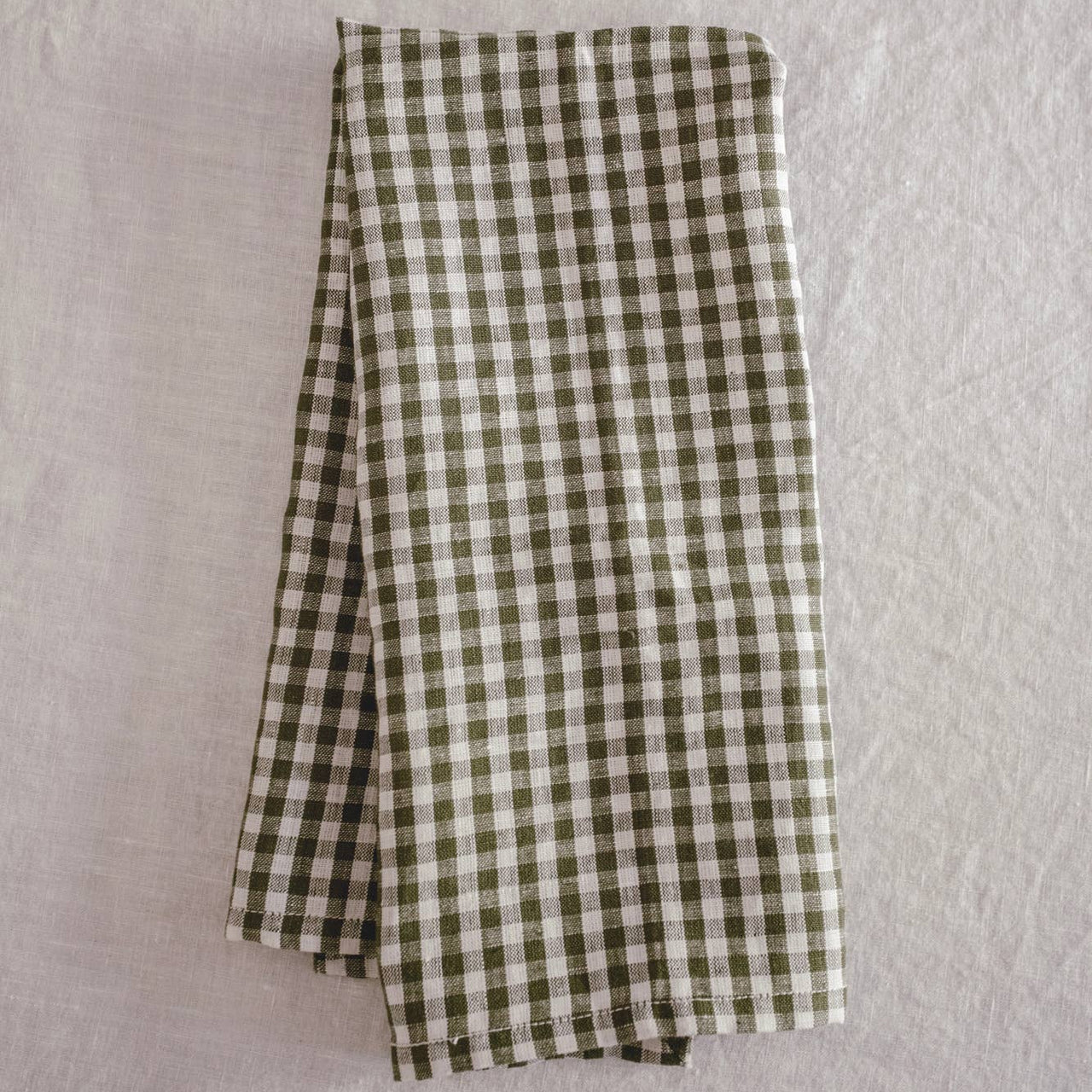 Tea Towel - Mini Gingham Check in Olive Green
