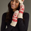 Cream & Red Patterned Mittens