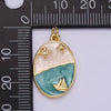 Boat Ocean Celestial Sparkly Enamel Oval Charm