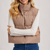 Zipper Front Puffer Vest - Mushroom