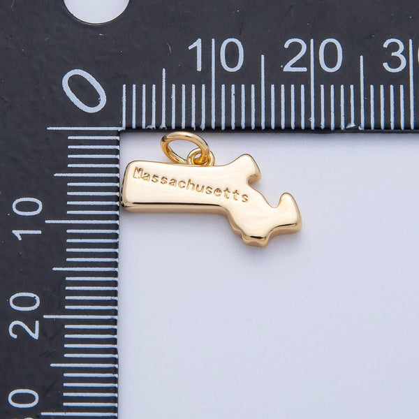 18K Gold Filled Massachusetts State Charm