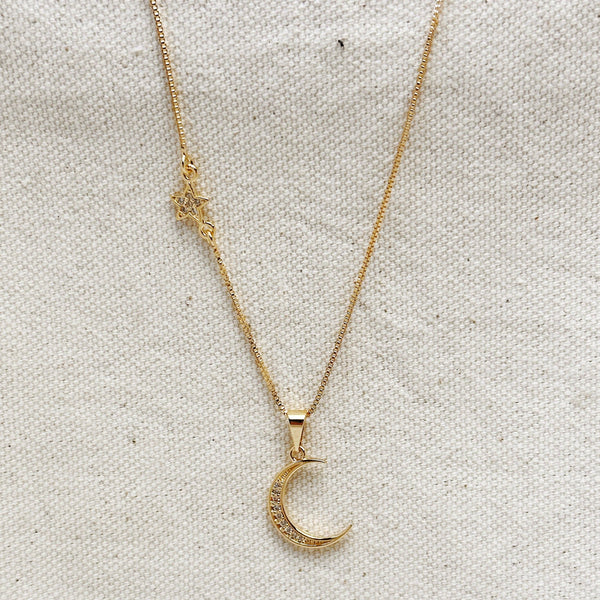 Moon and Star Necklace