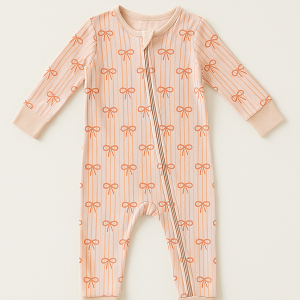 2-way zip baby sleeper - Bow Stripe