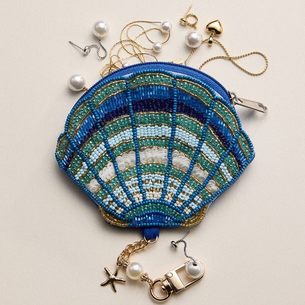 Beaded Shell Bag Charm Keychain