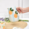 Blue Striped Orange Ceramic Pitcher
