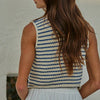 Knit Sweater Cotton Striped Buttondown V-Neck Vest