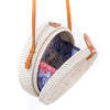 Round Ata Rattan Bag - White