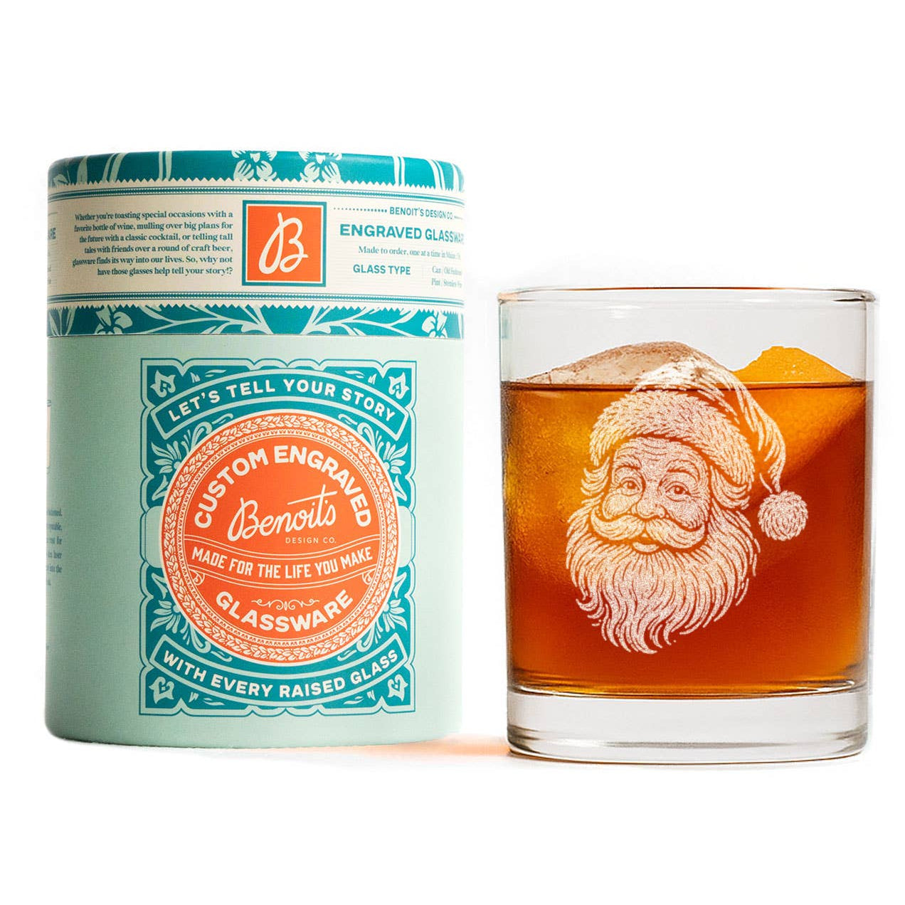 Vintage Santa Face Old Fashion Glass