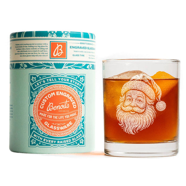 Vintage Santa Face Old Fashion Glass