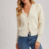 Button Down V-Neck Cardigan - Cream