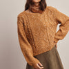 Marled Cable Knit Sweater -  Pumpkin
