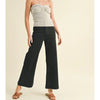 Straight Wide Leg Denim Pants - Faded Black
