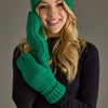 Green Cuffed Knit Mittens