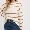 STRIPE RIBBED PULLOVER - Ivory Coco