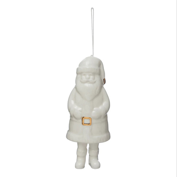Stoneware Santa Bell with Gold Electroplating - White