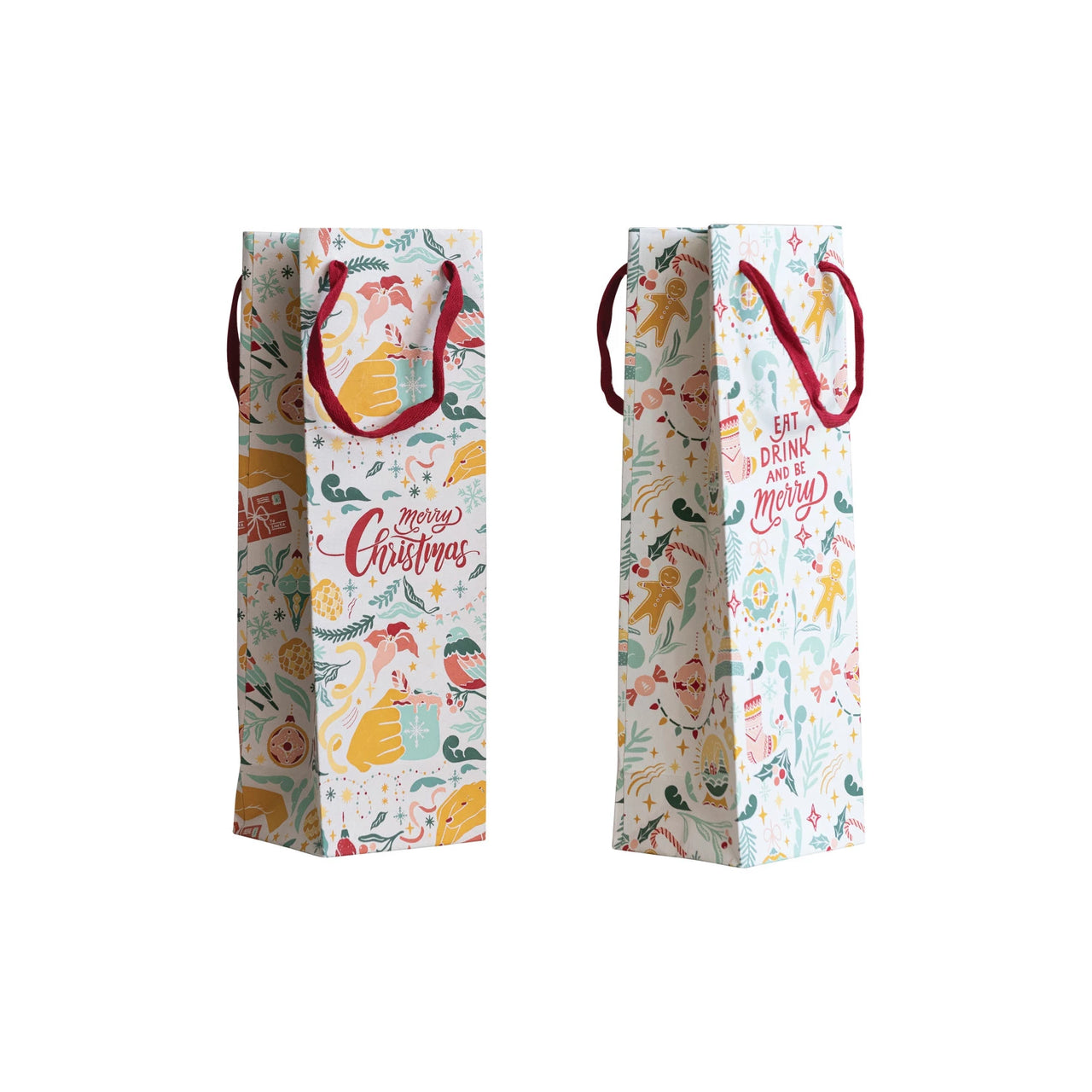 Recycled Paper Wine Holiday Gift Bags