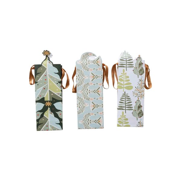 Recycled Paper Holiday Wine Gift Bags