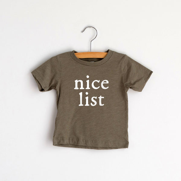 Nice List Olive Baby & Kids Christmas Tee