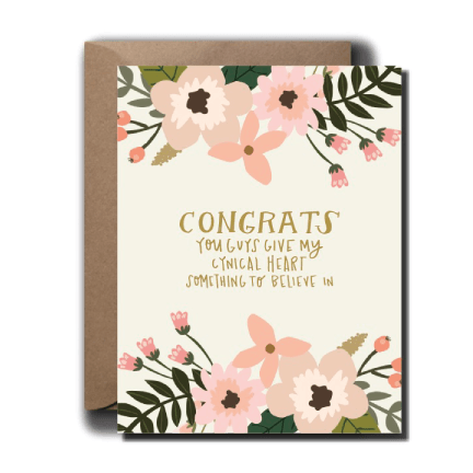 Cynical Heart Floral Wedding Greeting Card