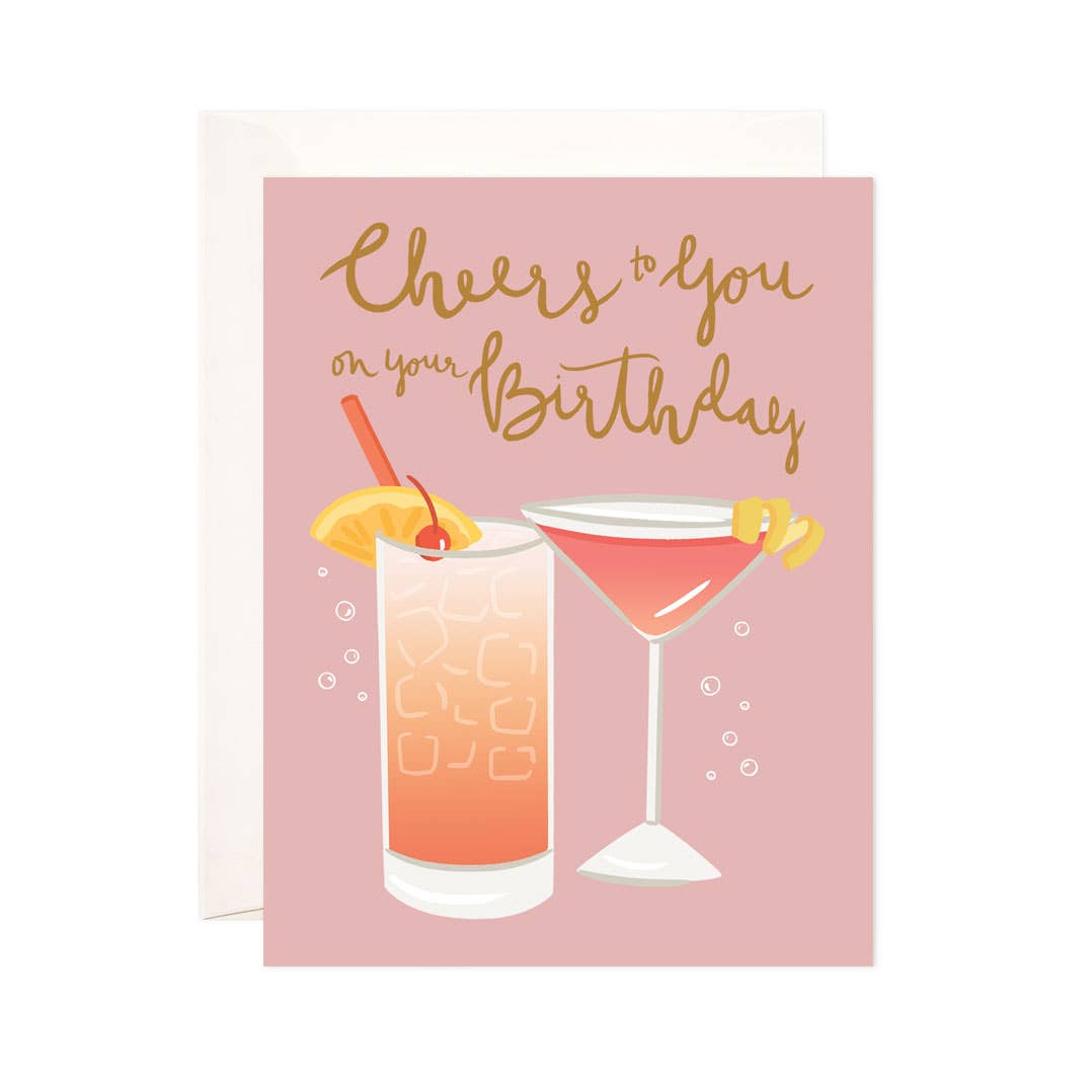 Pink Cheers Birthday Card