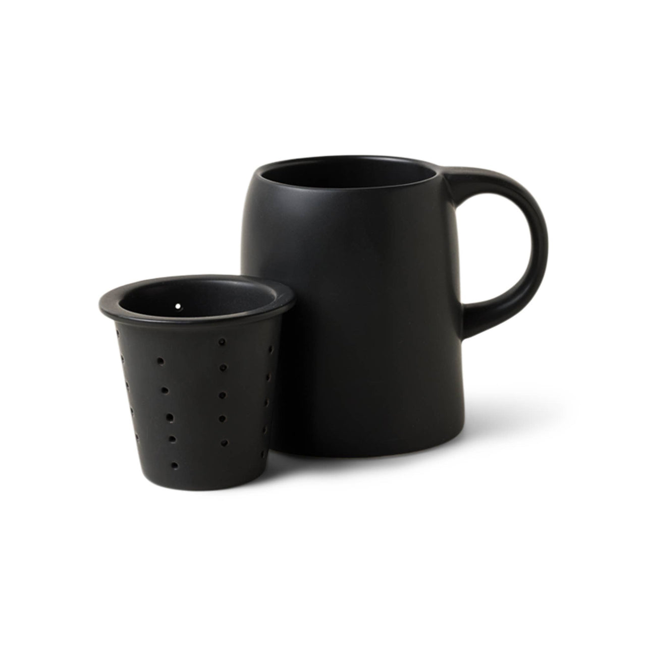 Ceramic Tea Infuser Mug - Reactive Glaze Black