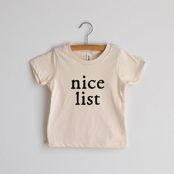 Nice List Organic Cream Baby & Kids Christmas Tee