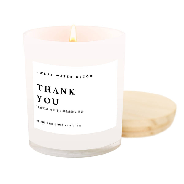 Thank You Soy Candle- White Jar