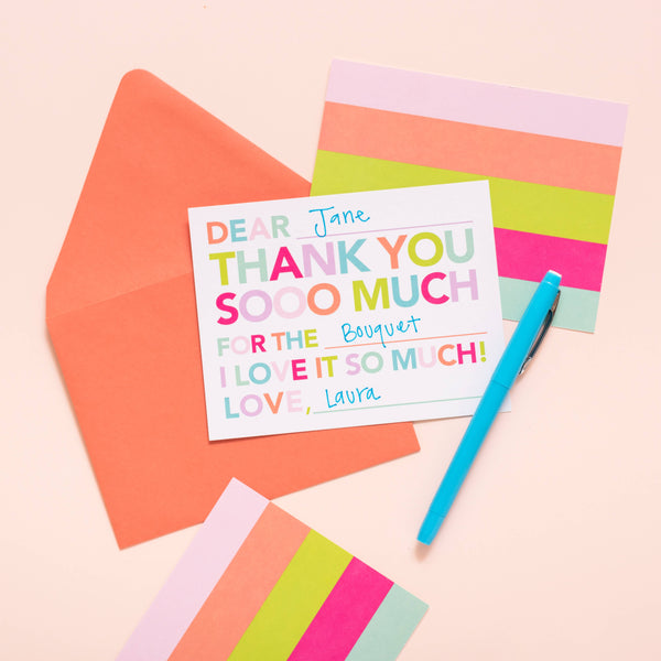 Kid's Fill In Thank You Notes - Pink