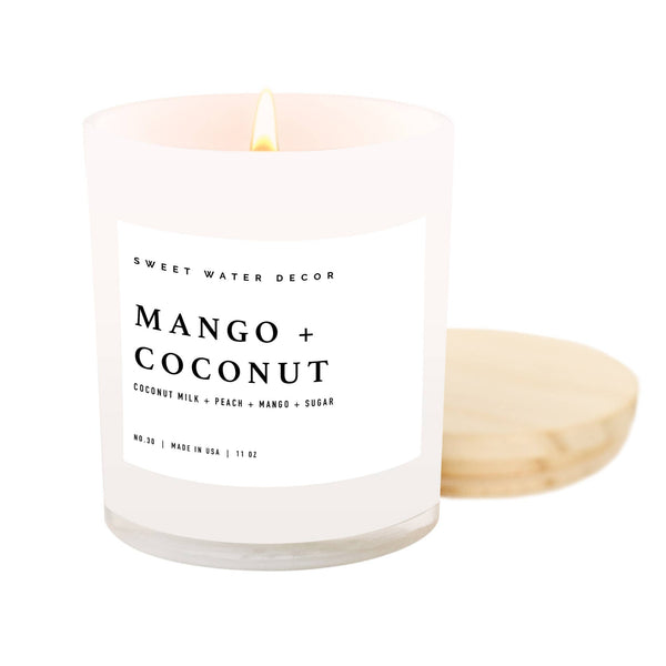 Mango and Coconut Soy Candle - White Jar