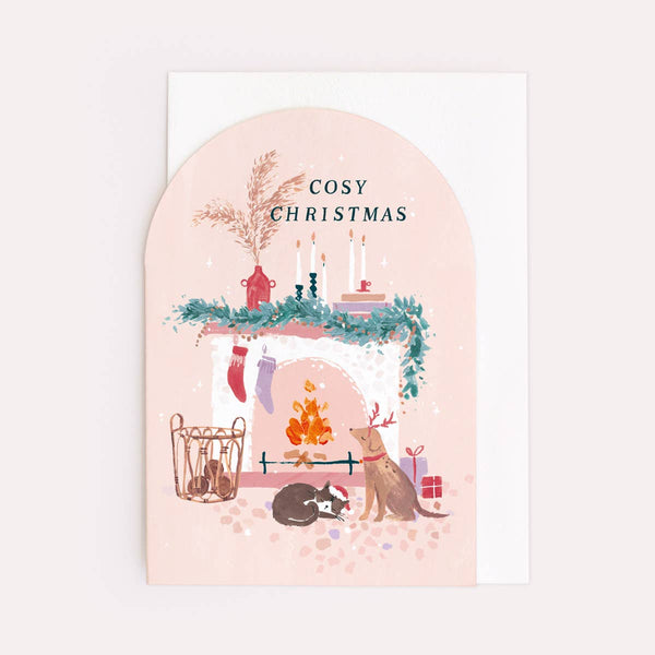 Cozy Fireplace Christmas Card