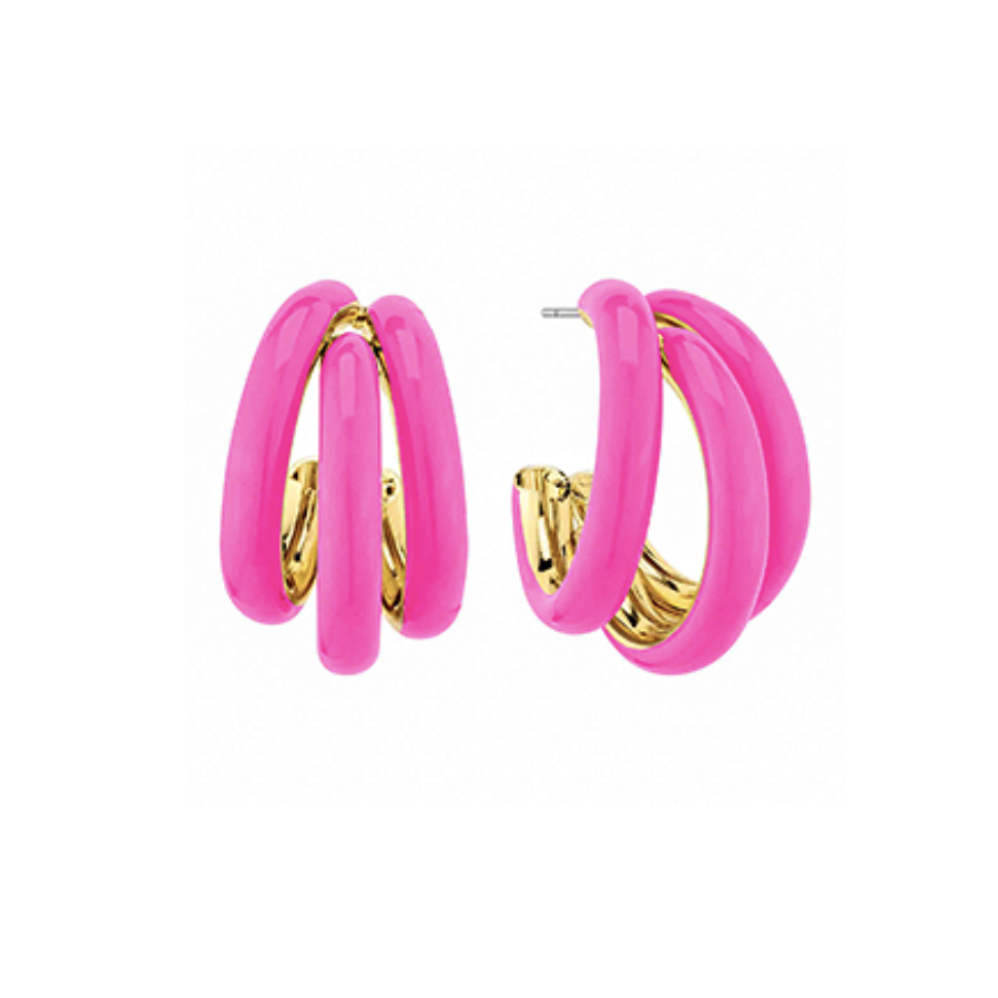 Petite Hot Pink Tri-Hoop Earrings