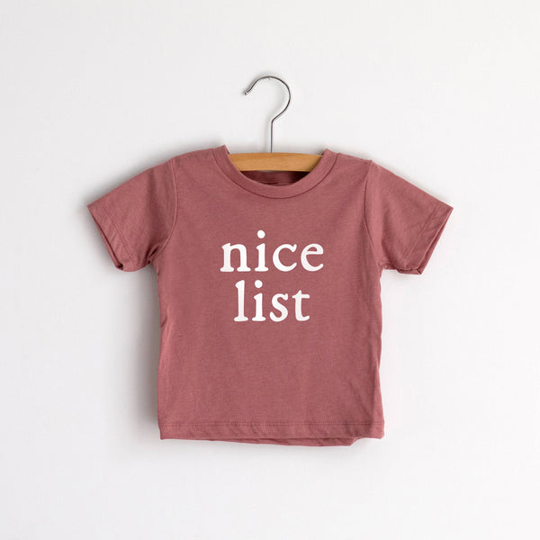 Nice List Mauve Baby & Kids Christmas Tee