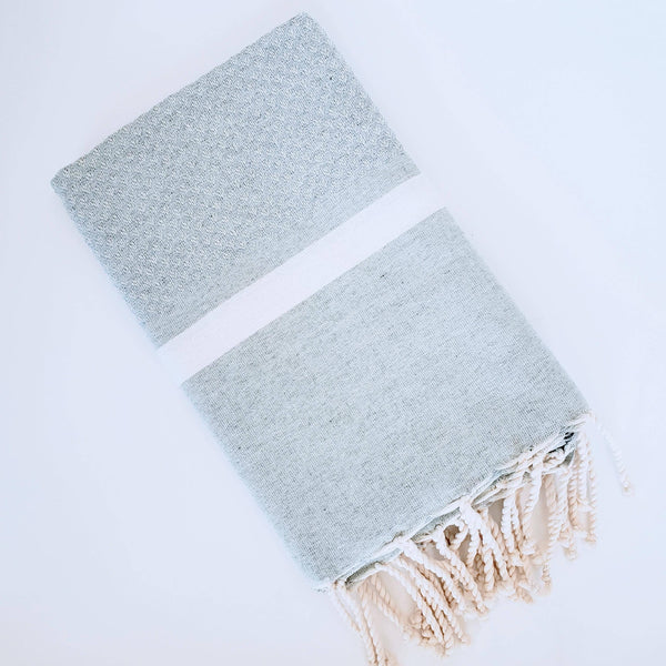 Turkish Beach Towel- Zen Gray Herringbone