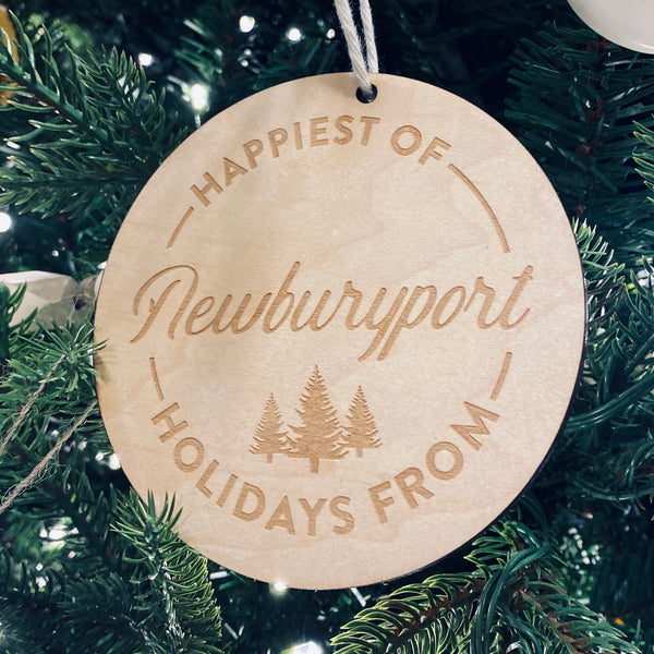 Happiest Of Holidays From Newburyport-Wooden Christmas Ornament
