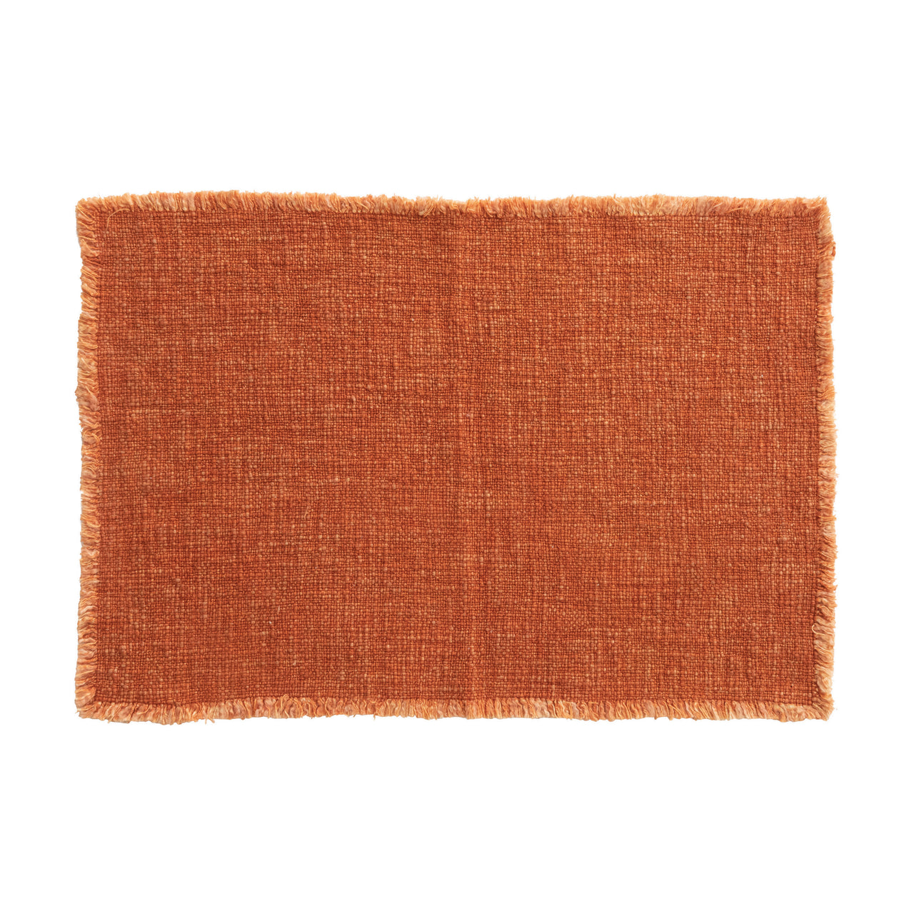 Linen Blend Placemat with Fringe- Terra Cotta