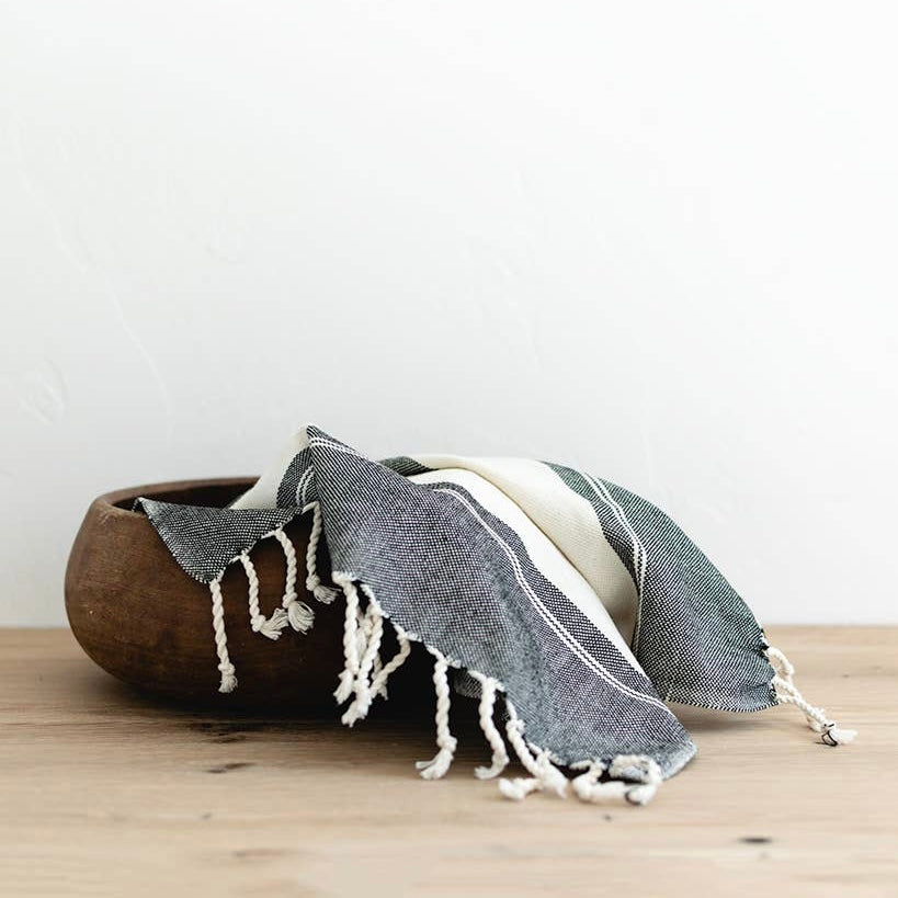 Oversized Woven Hand Towel - Stripes