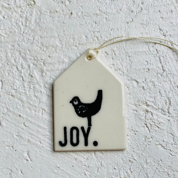 Joy- porcelain house tag