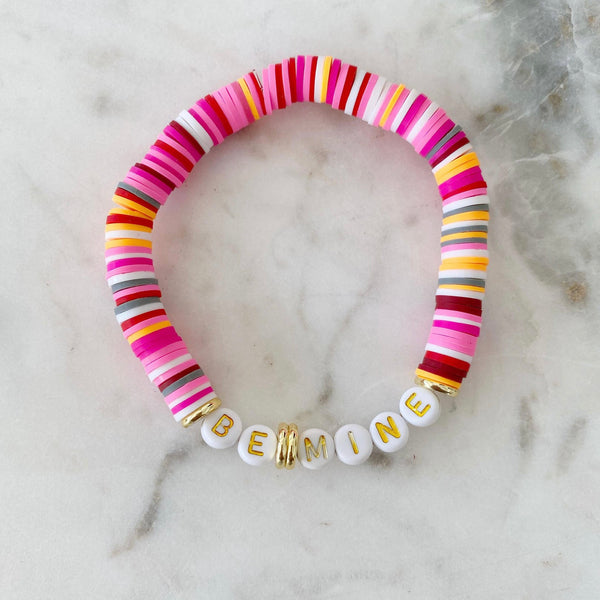"Be Mine" Heishi Color Pop Bracelet- Raspberry Sherbert Multi