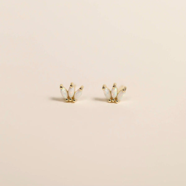 Opal Crown Stud - White